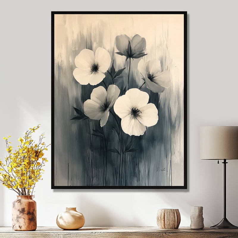 Ahner - impressions sur toile florales, Noir, noir, noir, noir, Impression encadrée flottante, H 20 po x l 12 po