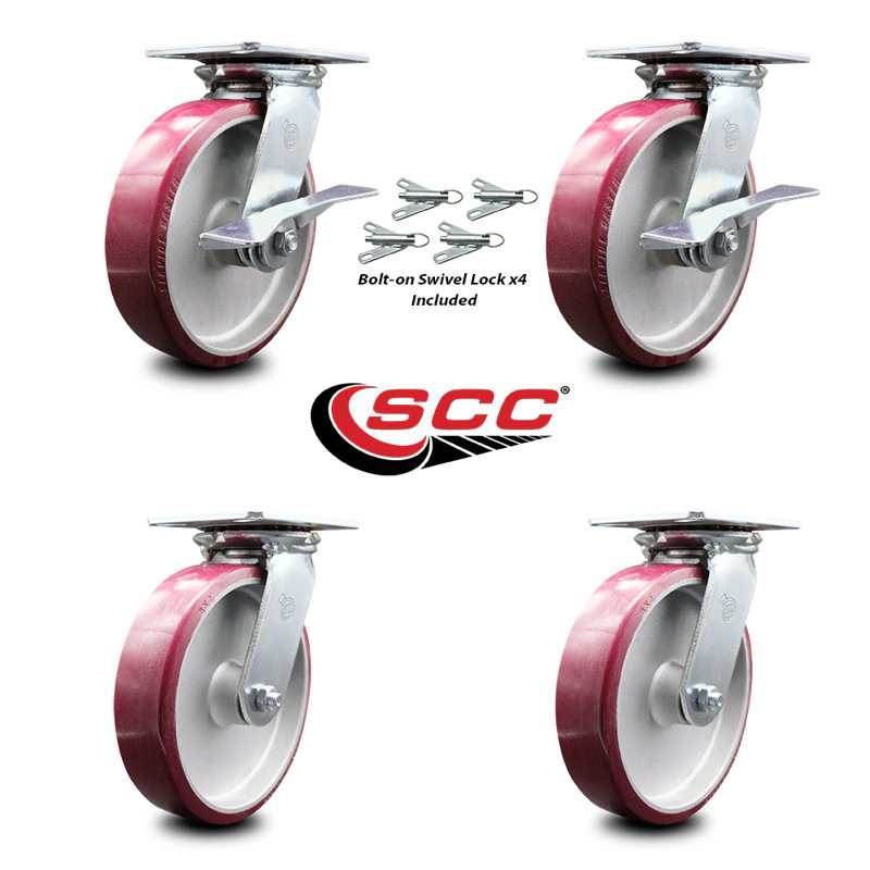 4 Piece Poly on Aluminum Caster Set