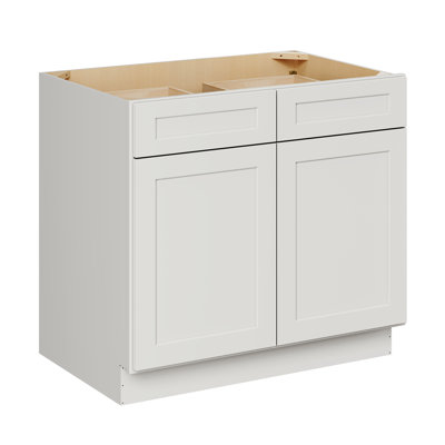 36"W * 34.5"H * 24"D Shaker Dove Ready to Assemble Shaker Base Kitchen Cabinet with Drawers and Shelves