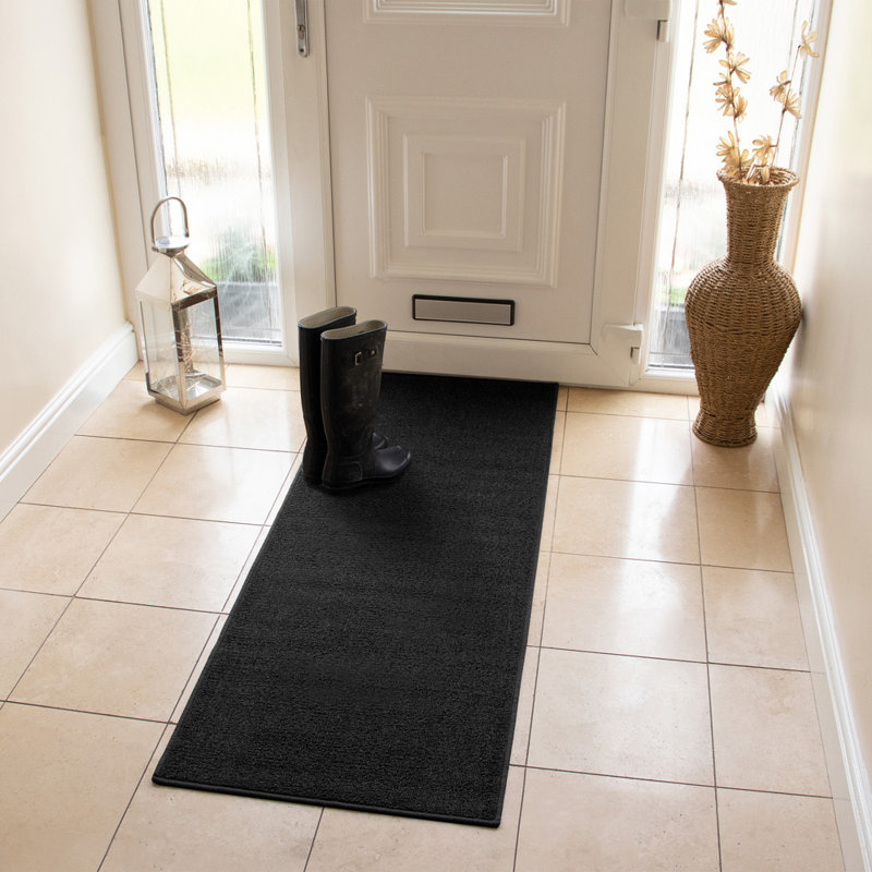 Non-Slip Indoor Doormat, Black, Rectangle W57 x L150 cm