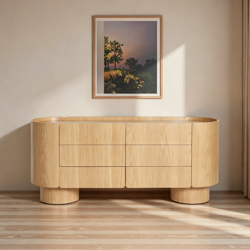 Buffet en bois massif de style simple, H 31,5 po x l 62,99 po x P 18,9 po