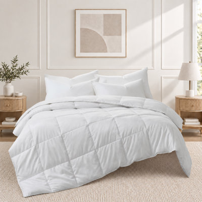 Lightweight Down Feather Fiber Comforter Summer Duvet Insert for Hot Sleepers