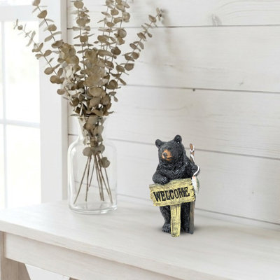 Figurine en polyrésine avec plaque de voeux rustique