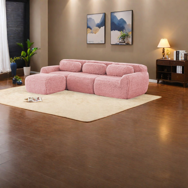 Canapé en peluche moderne de qualité supérieure, rose, pour chambre à coucher, bureau, cinéma maison