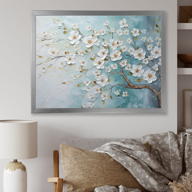 Dogwood Serenity Magical Tree II sur impression sur toile, Cadre simple argenté, H 34 po x l 44 po x P 1,5 po