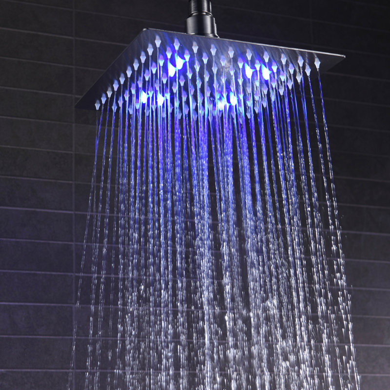 Sumerain Modern Shower System, Wall-Mount Single Handle Shower System with LED Square Rain Ceiling Showerhead & Hand Shower, Brushed Nickel