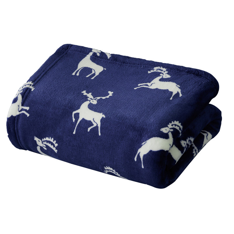 Knitted Throw Blanket, 50" W x 60" L, Navy