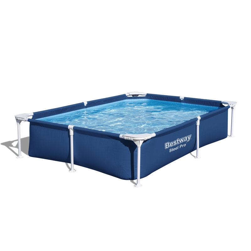 Blue Steel Frame Rectangular Above Ground Pool with Pump