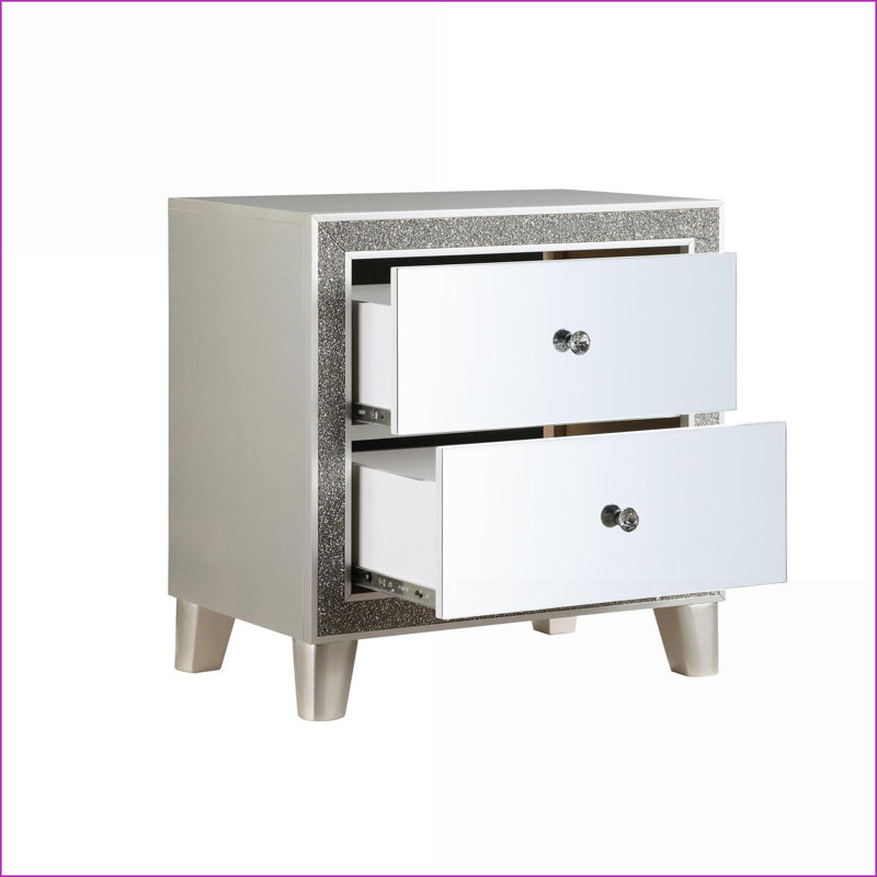 Table de chevet 2 tiroirs Glam Champagne