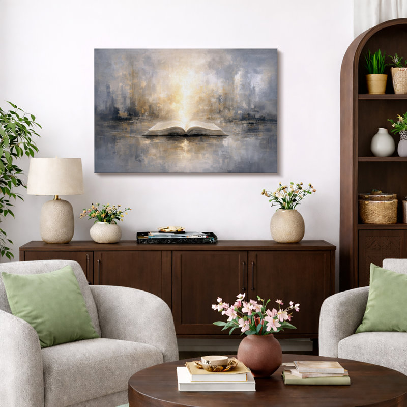 Illustration de livre ouvert, concept de bureau inspirant, impression sur toile encadrée, impression sur toile, Toile tendue