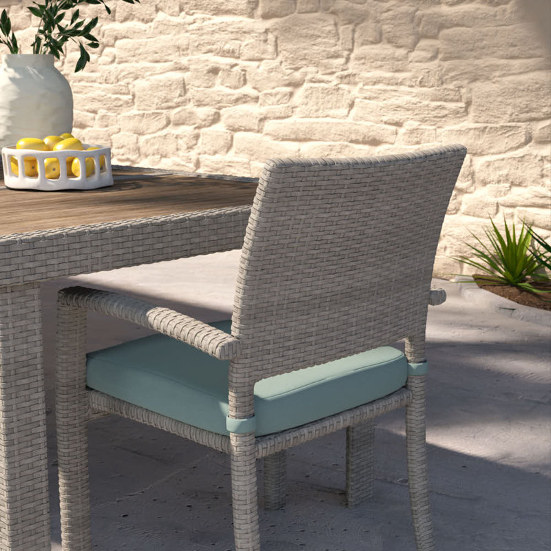 Winnie Stacking Patio Dining Armchair with Cushion, Canvas Spa Sunbrella® Canvas