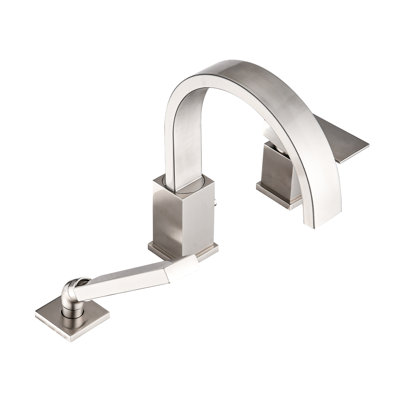 Brushed Nickel Waterfall Tub Spout With , Deck Mount 3 Roman Filler, Hand Shower & 59" Hose, Smooth-Operating Ceramic Cartridge Faucet Dependable