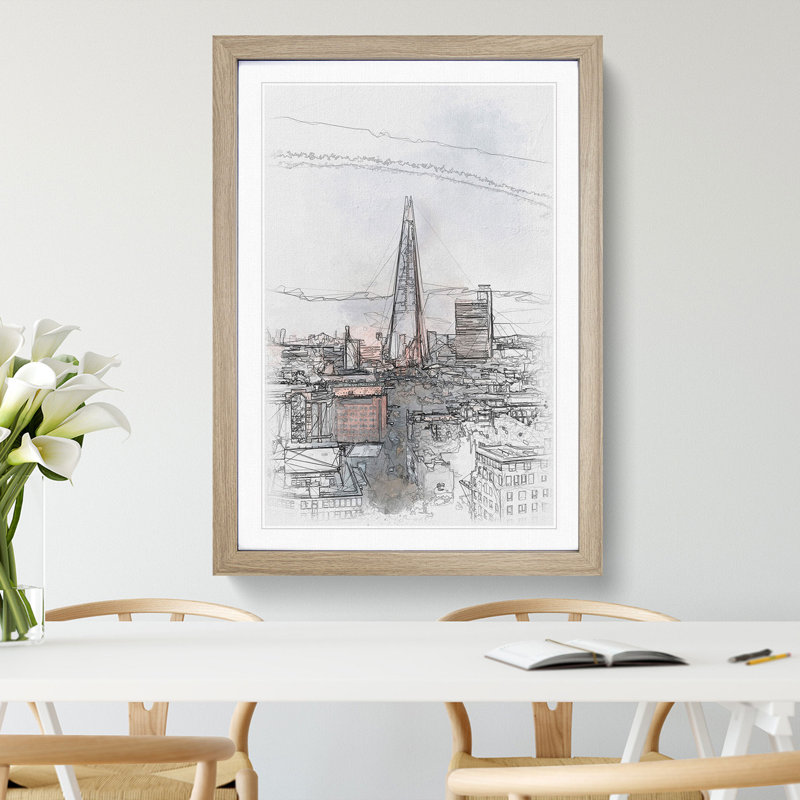 The Shard in London Vol.5 - Picture Frame Graphic Art, 48cm H x 36cm W x 2cm D, Oak Framed