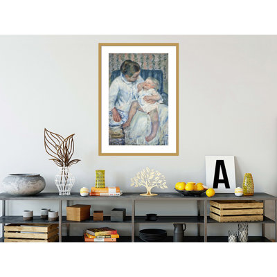 «Mother About to Wash Her Sleepy Child» par Mary Cassatt, impression giclée encadrée