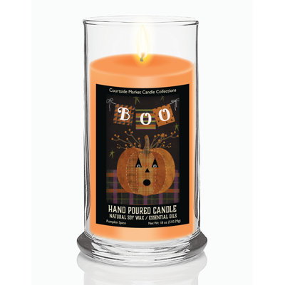 Halloween Collection Boo Pumpkin 18 oz Status Candle Glass