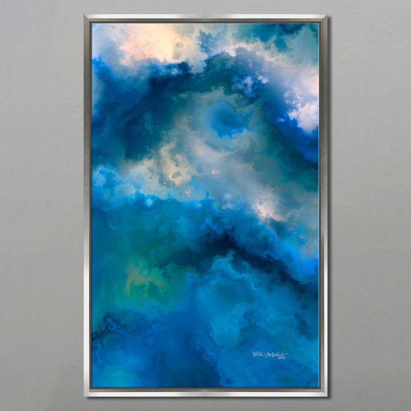 «Isaiah 43:19 A New Thing» par Mark Lawrence - reproduction, H 33,5 po x l 21,5 po x P 2 po, Cadre flottant argent