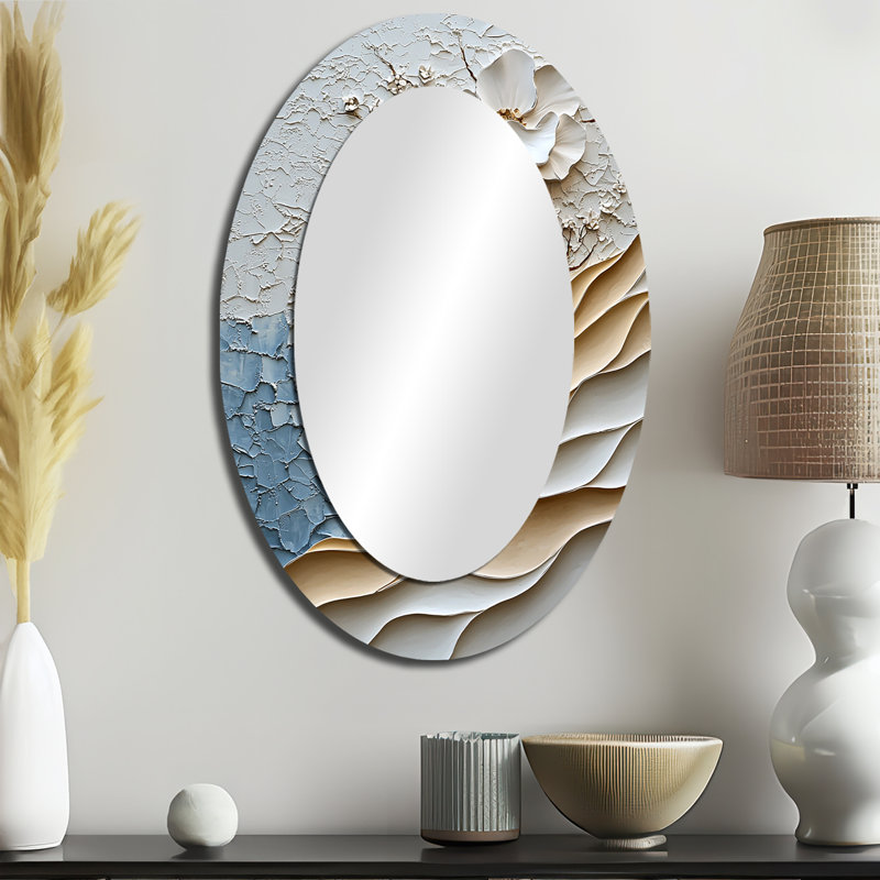 Miroir mural blanc et bleu Coastal Mosaic II, 36 po x 24 po