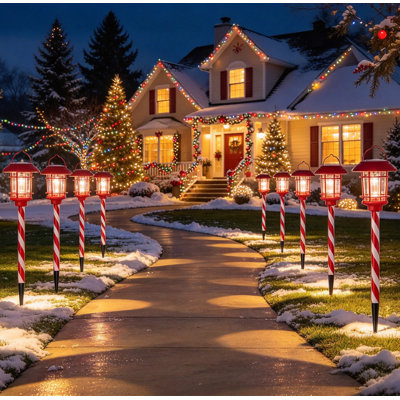 Ensemble de 6 guirlandes lumineuses solaires décoratives en forme de canne à sucre, résistantes à la pluie, à la neige et au gel. Idéales pour le jardin, l'allée, le porche, la clôture et la cour.