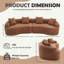 Canapé modulaire incurvé en polyuréthane caramel à compression complète, canapé modulaire en chenille 30D pour appartement et salon, L 110 po 800, 60 fermeté avec 4 coussins