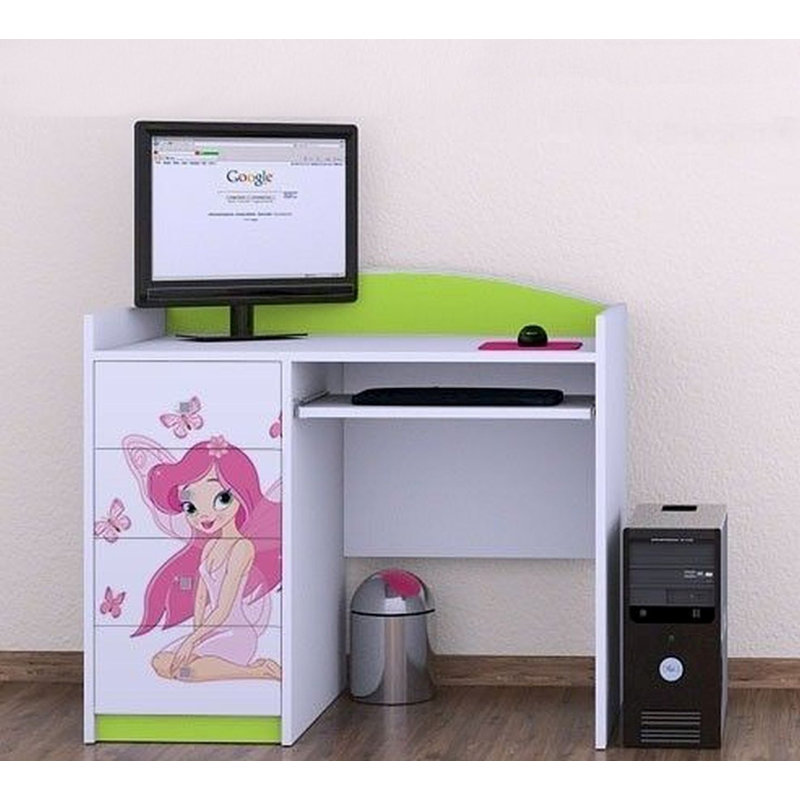 Huguetta Princess with Butterflies 100cm W Computer Desk, Green