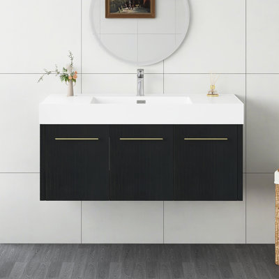 48'' Wall Mounted Bathroom Vanity With Resin Basin