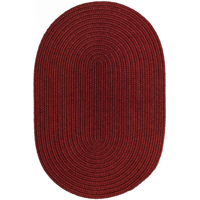 Tapis rouge sang en laine tressé à la main Smyth, Ovale 4 pi x 6 pi