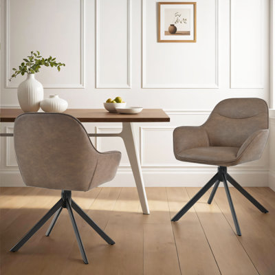 48.5cm H Vintage Faux Leather Dining Chairs