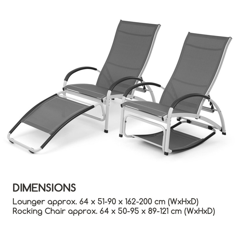 162cm Long Reclining Single Chaise, White/Grey