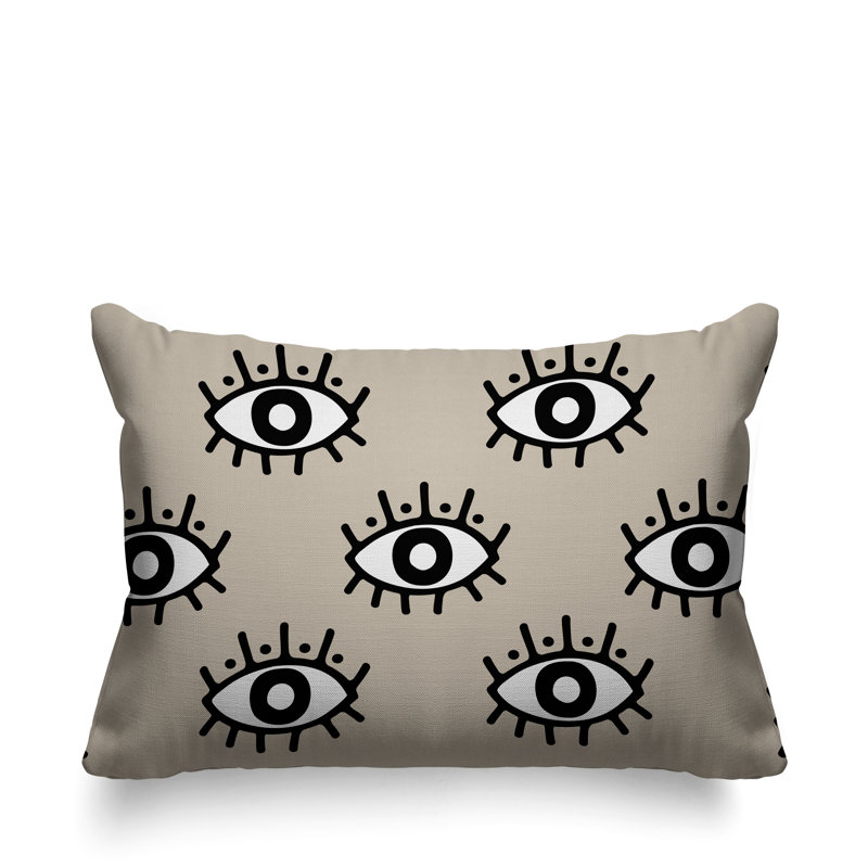 Coussin intérieur / extérieur Ankara Evil Eye, Champagne