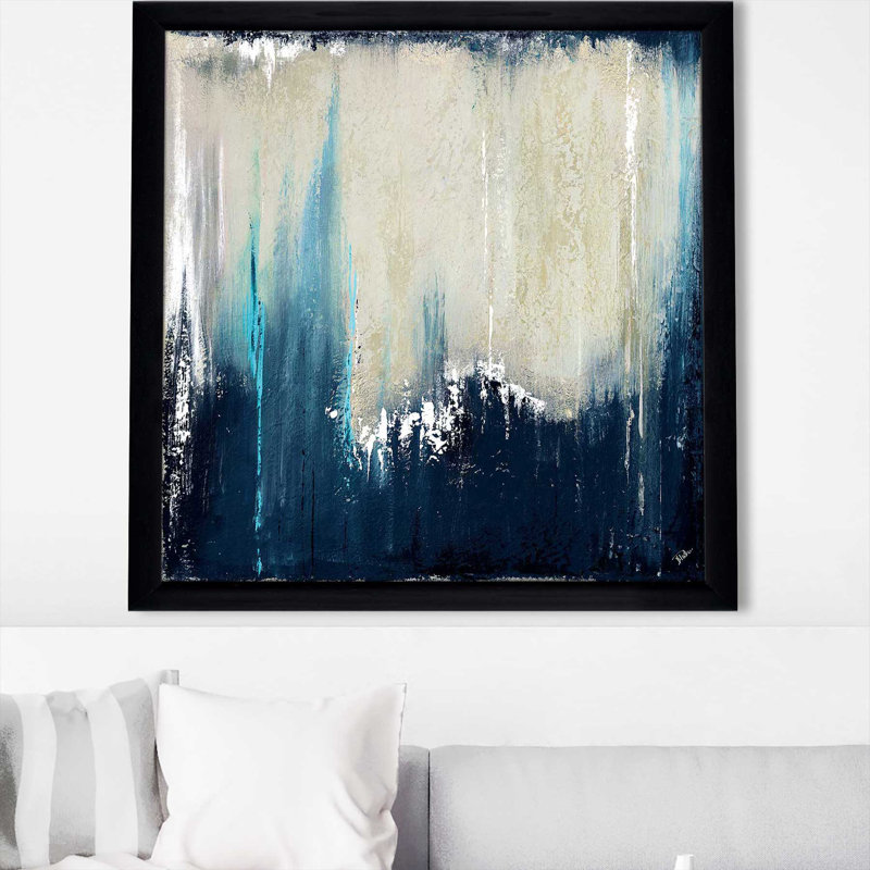 «Marine Blue Illusion I» par Patricia Pinto - Peinture, Cadre noir, H 25,5 po x l 25,5 po x P 1 po