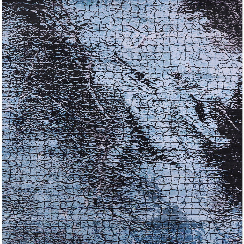 Tapis abstrait bleu, Carré 5 pi