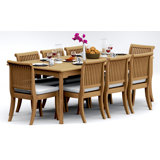 7 Pcs Grade-A Teak Wood Dining Set: 86" Canberra Rectangle Table And 6 Giva Armless Chairs #11GV1900