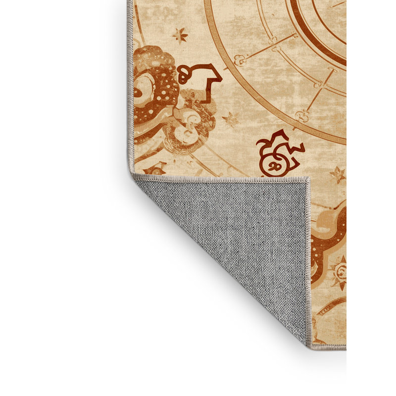 Machine Washable Pantelie Classic Oriental Rug in Brown – Beige Binding, 7 x 10
