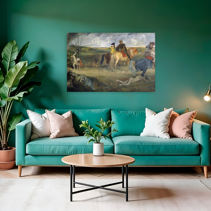 Scene Of War In The Middle Ages, C.1865 Abstract Contemporary Horse Wall Art Print, H 32 po x l 48 po