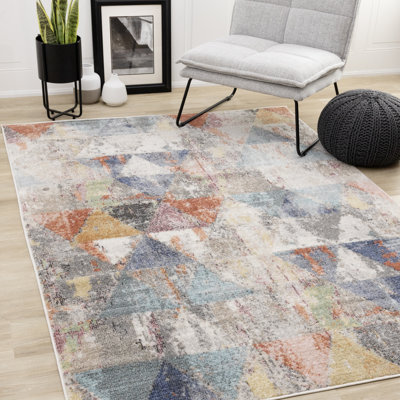 Tapis à motif géométrique d'intérieur patiné 5 pi x 8 pi (5 pi 3 po x 7 pi 7 po) Branch Branch