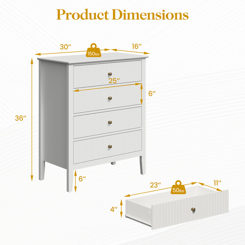 Eleora Amberrae 4 Drawer Dresser