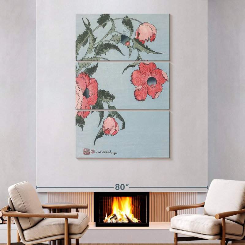 Coquelicots Harnek dans le vent, H 74 po x l 48 po
