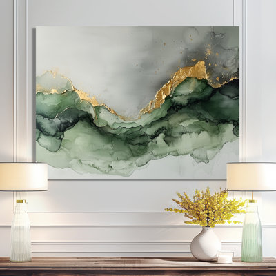 Éthérique éthéré de marbre Calacatta II émeraude - peinture abstraite, art mural