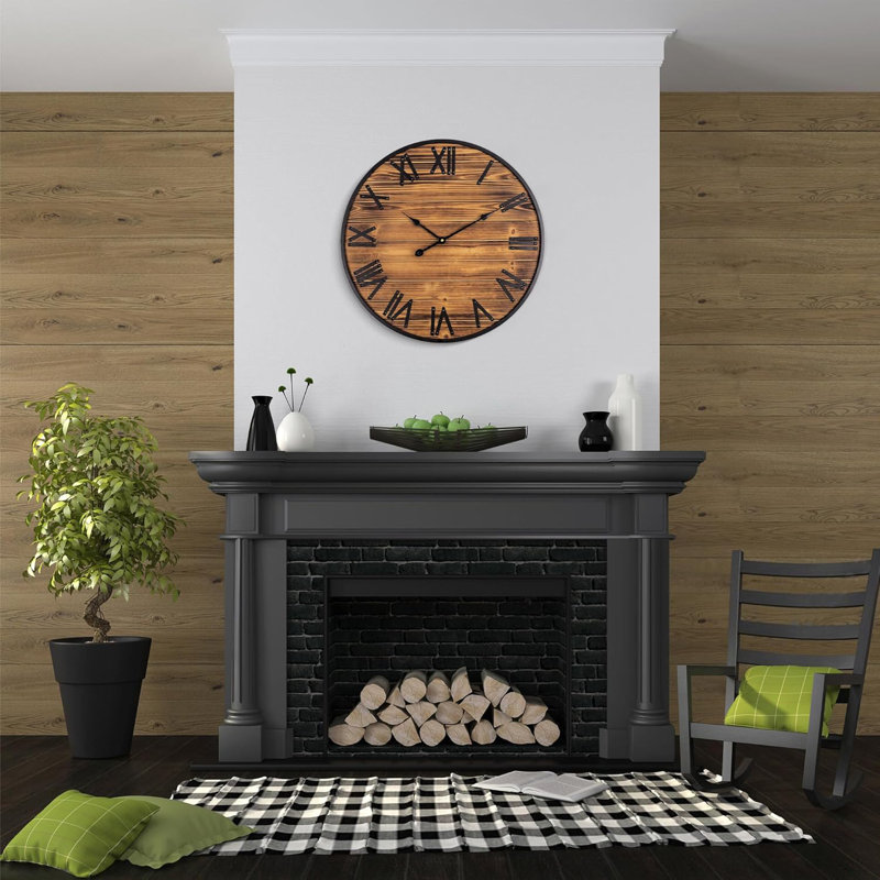 Horloge murale 24 po, Brun