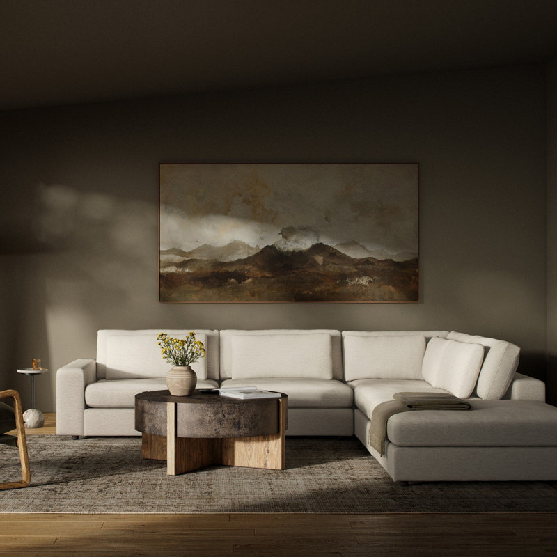 Bloor Sectional, Crypton Nomad Snow Polyester Blend, Right Hand Facing