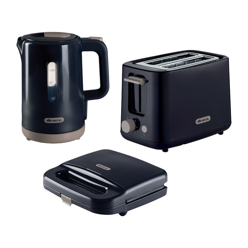 Ariete Breakfast Line 1.7L Kettle, 2 Slice Toaster & Sandwich Maker Dark Grey