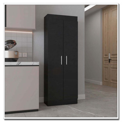 Black 5-Shelf Storage Pantry Cabinet