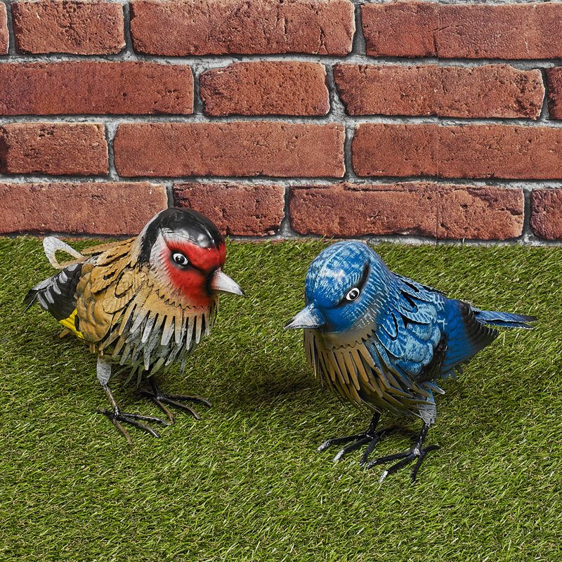 Harlsden Bird Metal Garden Statue, Blue