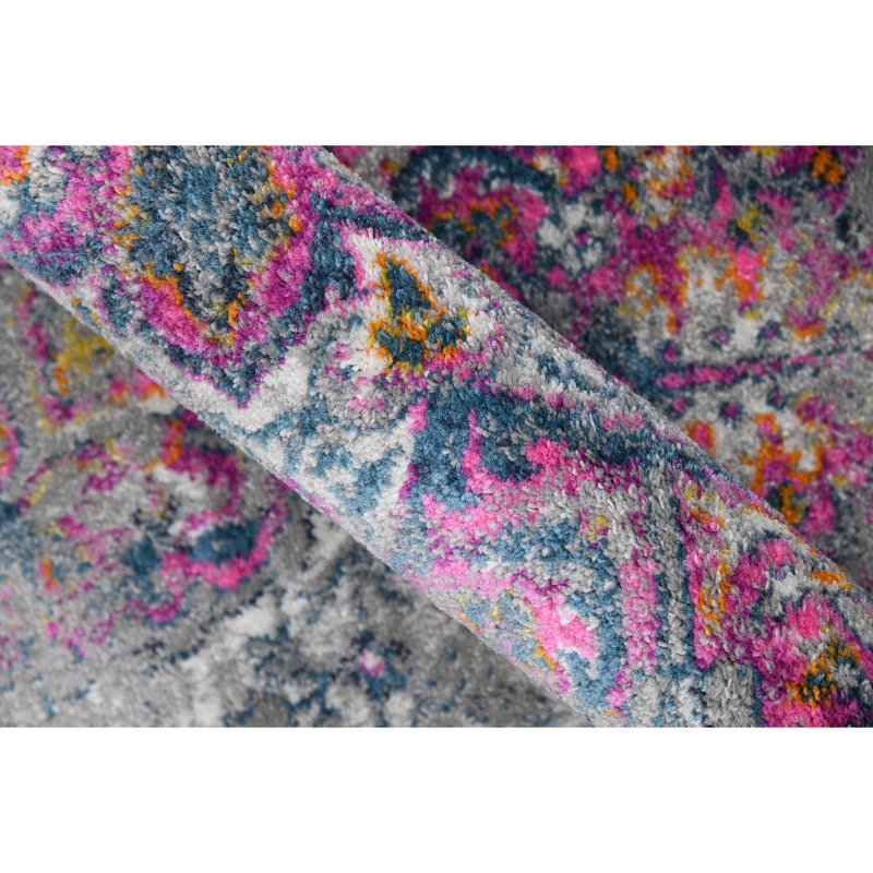 Miranda Medallion Durable Performance Pink/Gray Area Rug, Rectangle 8'10" x 11'10"