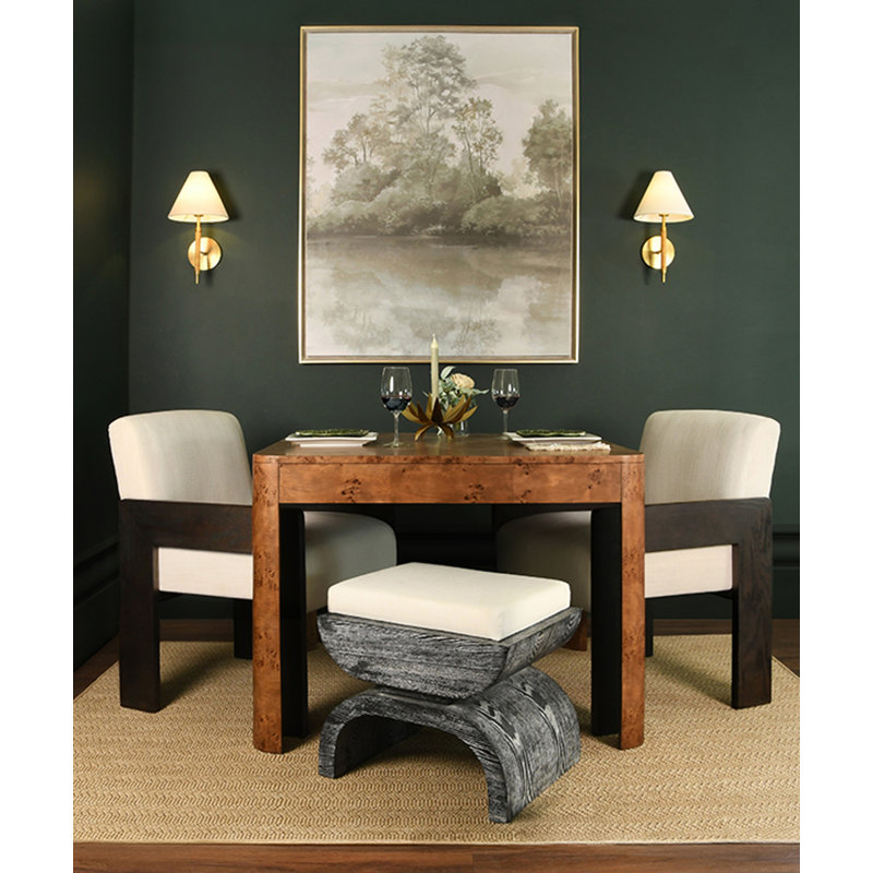 Square Two Drawer Curved Corner Game Table In Dark Burl Wood