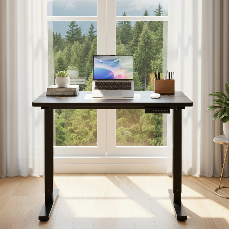 Mini bureau électrique réglable en hauteur noir 32,01 pouces avec 4 réglages de hauteur et fonction de mémoire; Convient aux bureaux à domicile et aux postes de travail