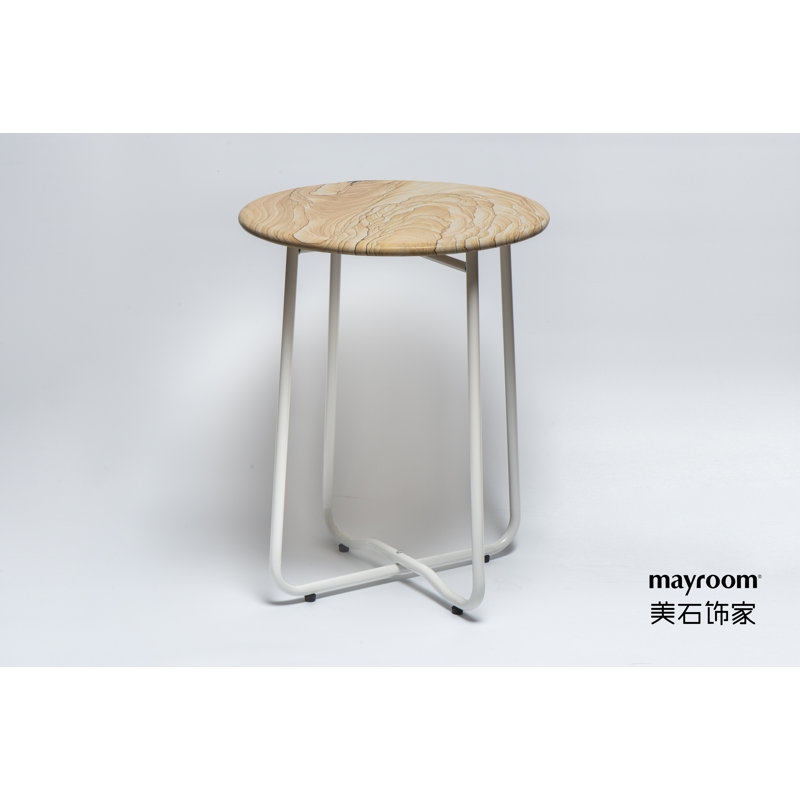 table de bout à pieds croisés, Blanc, Brun