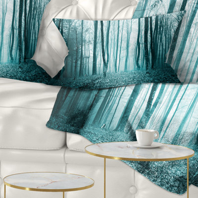 Coussin décoratif imprimé forêt turquoise
