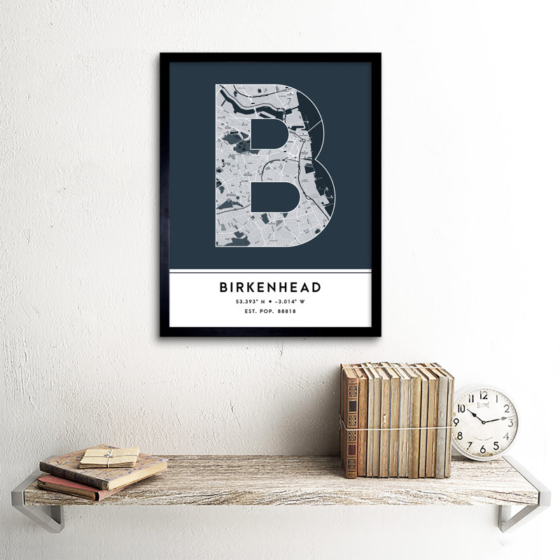 Birkenhead City Map Birkenhead England United Kingdom City Map Navy - Single Picture Frame Typography