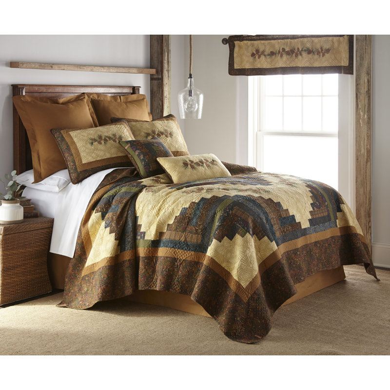 Full/Queen Brown Reversible Cotton Quilt Set